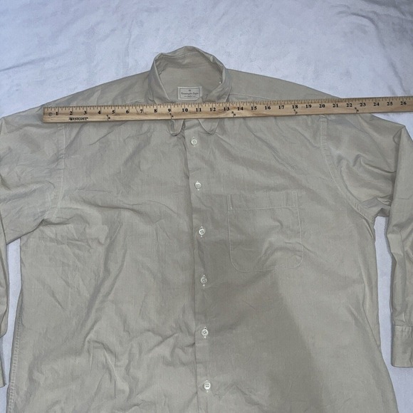 men's ermenegildo zegna Tan Button Front Long Sleeve Shirt Small 46 16.5 - Picture 10 of 12